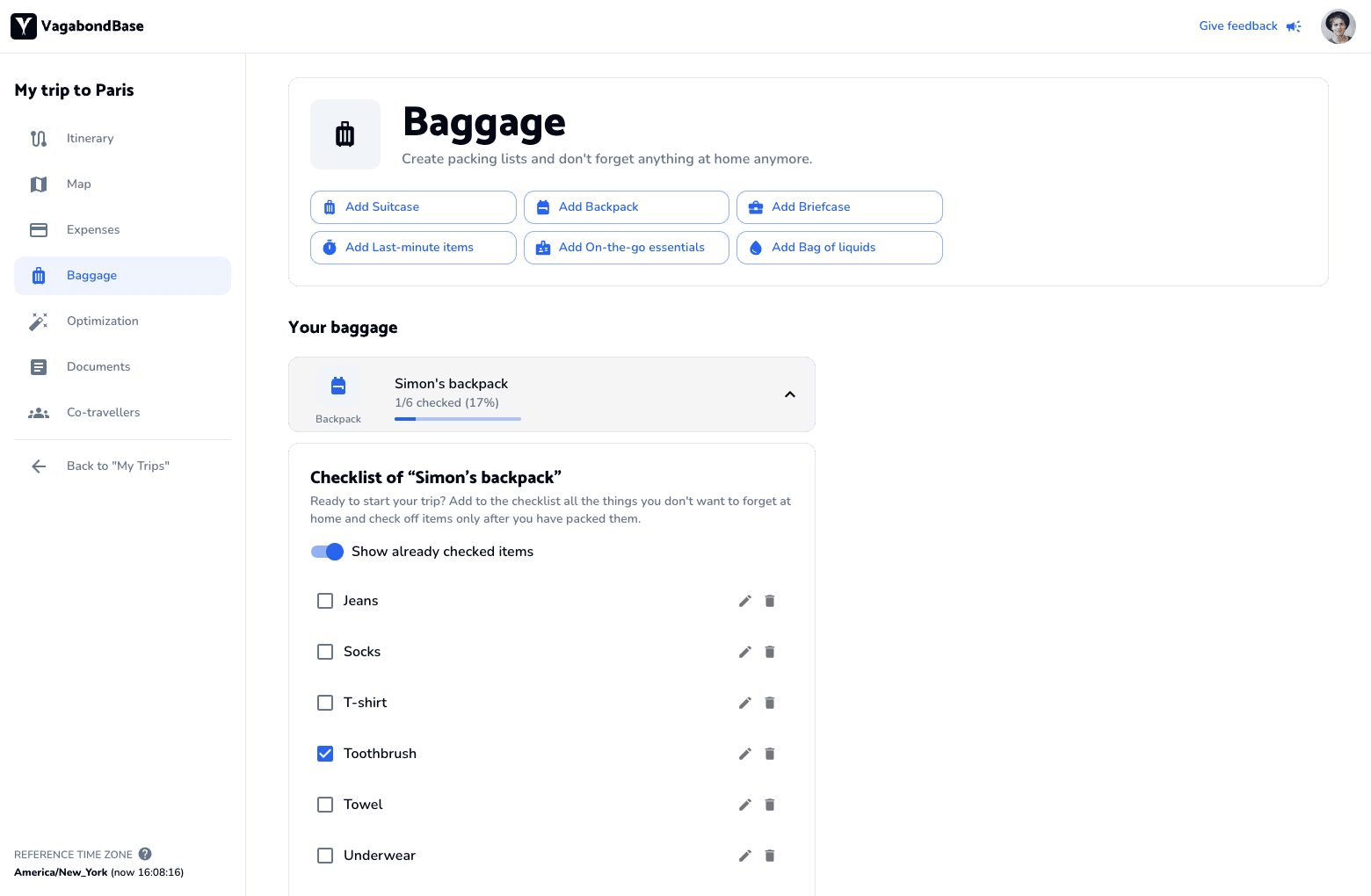 VagabondBase baggage section