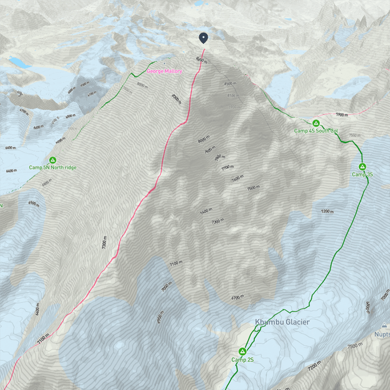 VagabondBase's three-dimensional map with accurate terrain data, precise trails & paths